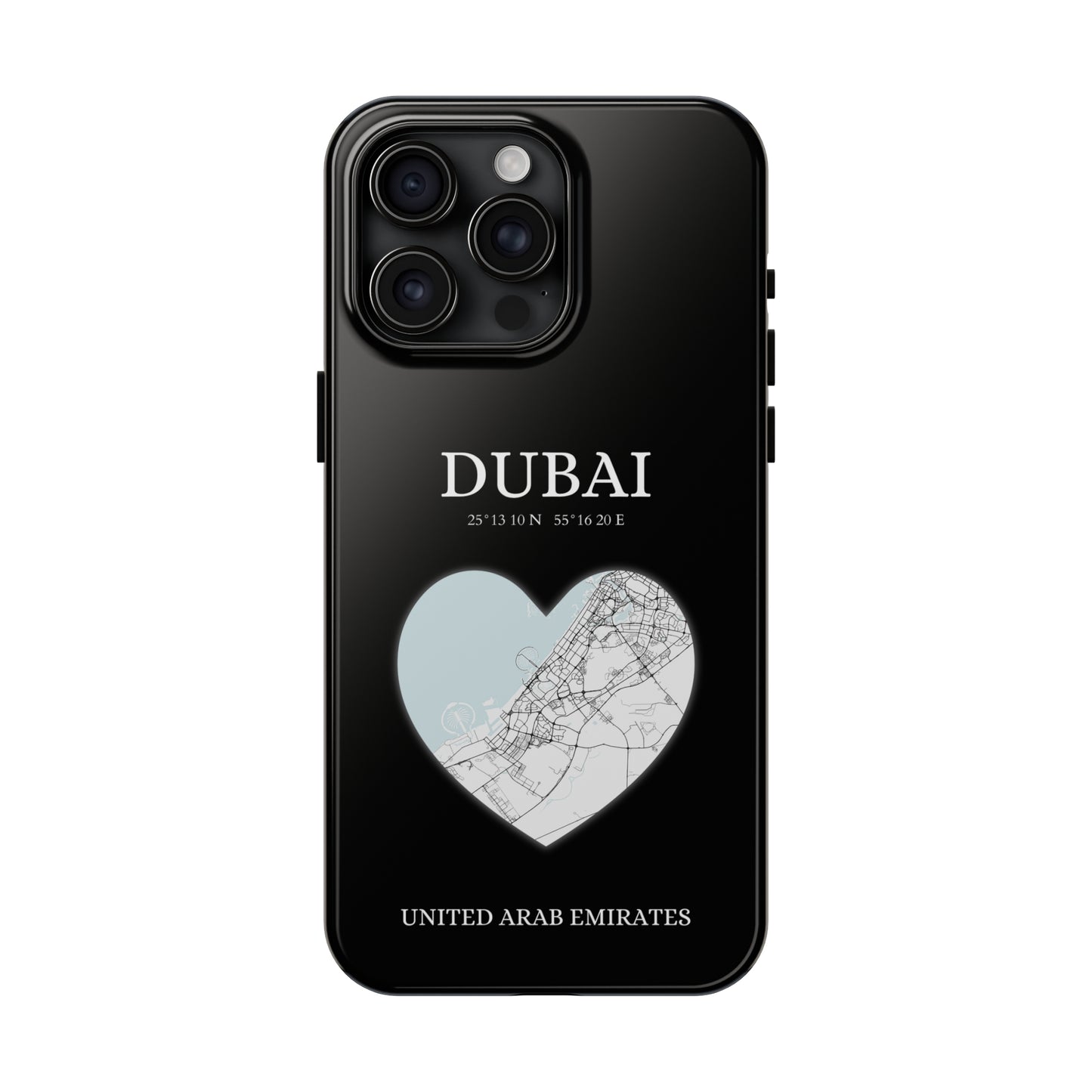 Dubai Heartbeat - Black (iPhone Case 11-15)Elevate your iPhone with RimaGallery's Dubai York Heartbeat case. Sleek design meets durability for stylish protection. Free US shipping.RimaGallery