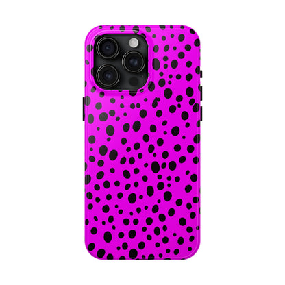 Dotted Delight - Purple (iPhone Case 11-15)Elevate your iPhone's style with a Purple surface with scattered dark dots and a tough case. Sleek, durable protection for models 11-15. Free US shipping.RimaGallery