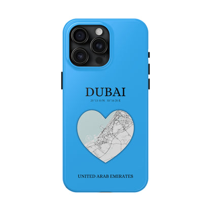 Dubai Heartbeat - Sky Blue (iPhone Case 11-15)Capture the essence of Dubai with RimaGallery's Heartbeat Purple iPhone case, blending durable protection and unique design. Perfect for iPhone 11-15 models. Free shRimaGallery