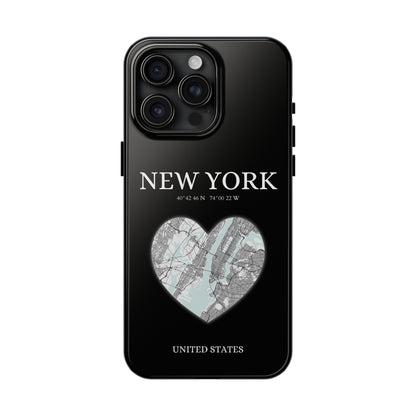 Elevate your iPhone with RimaGallery's New York Heartbeat case. Sleek design meets durability for stylish protection. Free US shipping.-York Heartbeat - Black (iPhone Case 11-15)