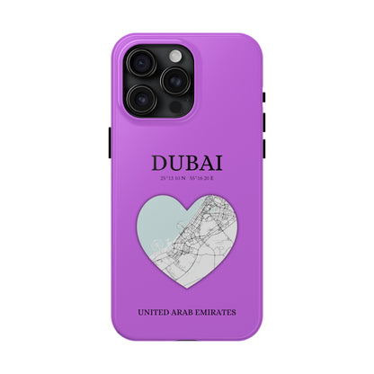 Dubai Heartbeat - Purple (iPhone Case 11-15)Elevate your iPhone with RimaGallery's Dubai York Heartbeat case. Sleek design meets durability for stylish protection. Free US shipping.RimaGallery