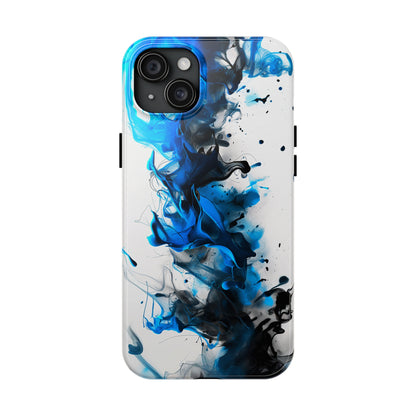 Blue Whisper (iPhone Case 11-15)Elevate your iPhone's style with a Blue and black ink abstract design on a white tough case. Sleek, durable protection for models 11-15. Free US shipping.RimaGallery