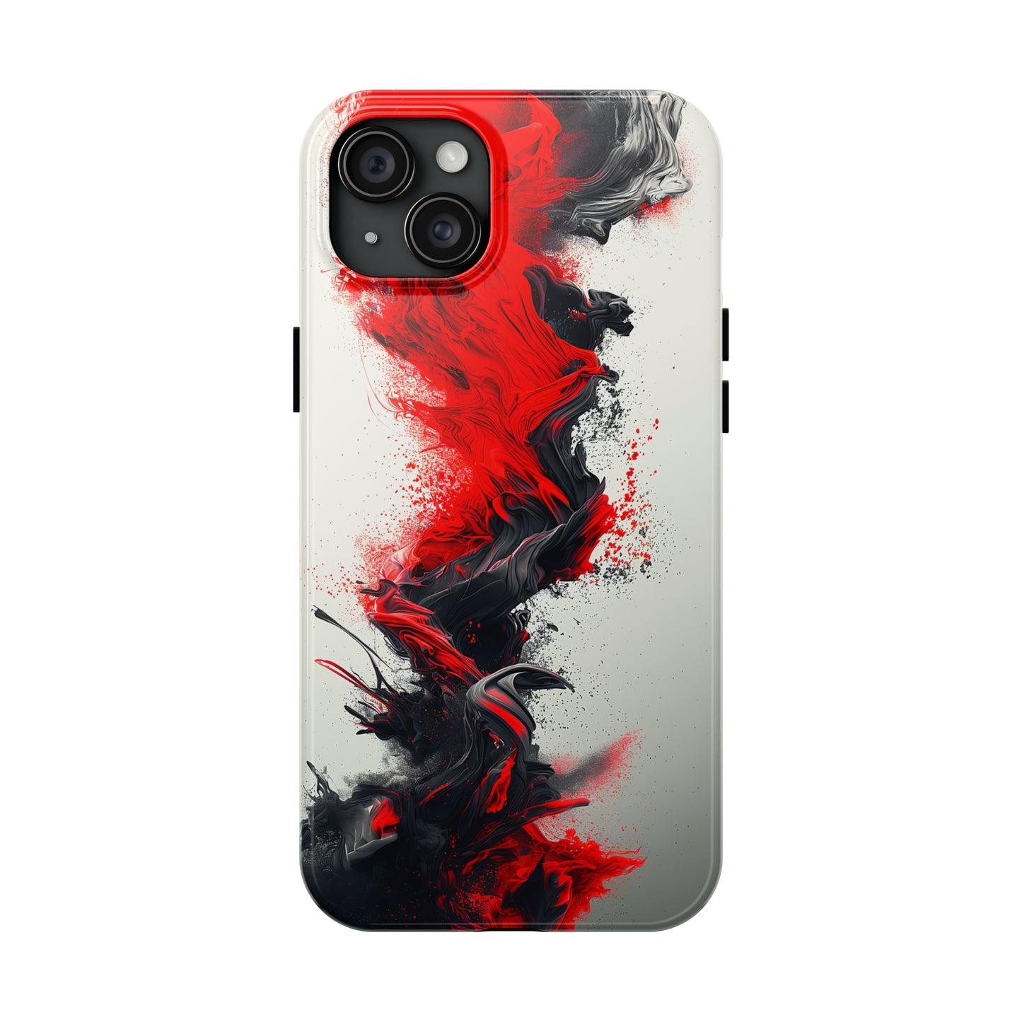 Scarlet Swish (iPhone Case 11-15)Elevate your iPhone's protection and style with RimaGallery's Artistic red and black abstract On case, featuring dual-layer defense and a sleek, glossy finish. Free RimaGallery
