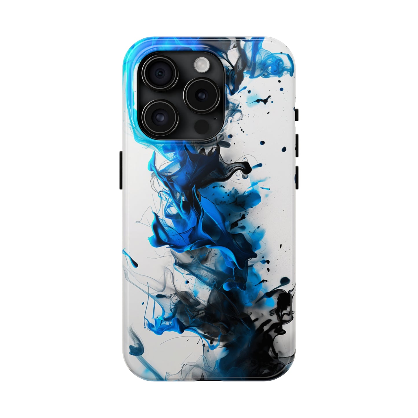 Blue Whisper (iPhone Case 11-15)Elevate your iPhone's style with a Blue and black ink abstract design on a white tough case. Sleek, durable protection for models 11-15. Free US shipping.RimaGallery