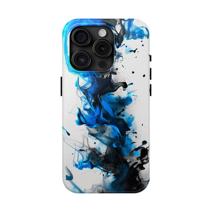 Blue Whisper (iPhone Case 11-15)Elevate your iPhone's style with a Blue and black ink abstract design on a white tough case. Sleek, durable protection for models 11-15. Free US shipping.RimaGallery