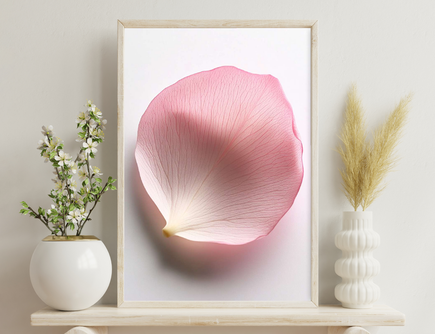A close-up view of a delicately veined pink and white mushroom cap, its frilly texture capturing intricate details of nature's artistry.
