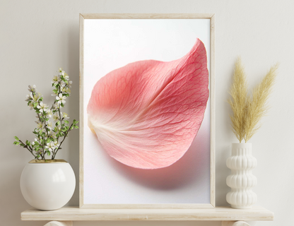 Close-up of a delicate pink petaled flower petal with textured lines and curves, showcasing the intricate details and beauty found in nature.
