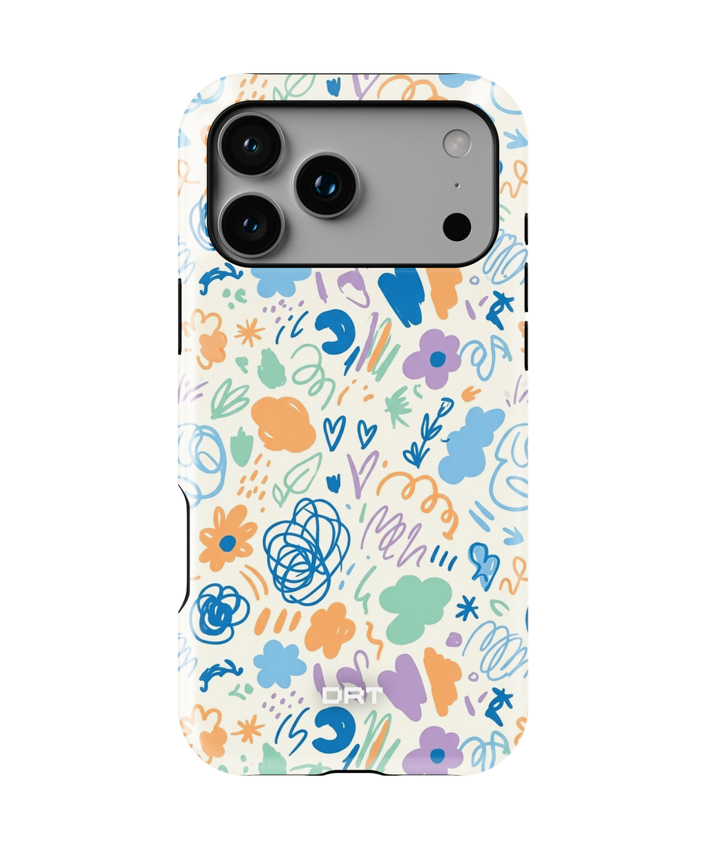 Floral Doodle Magnetic Phone Case — Impact‑Resistant Protective Cover