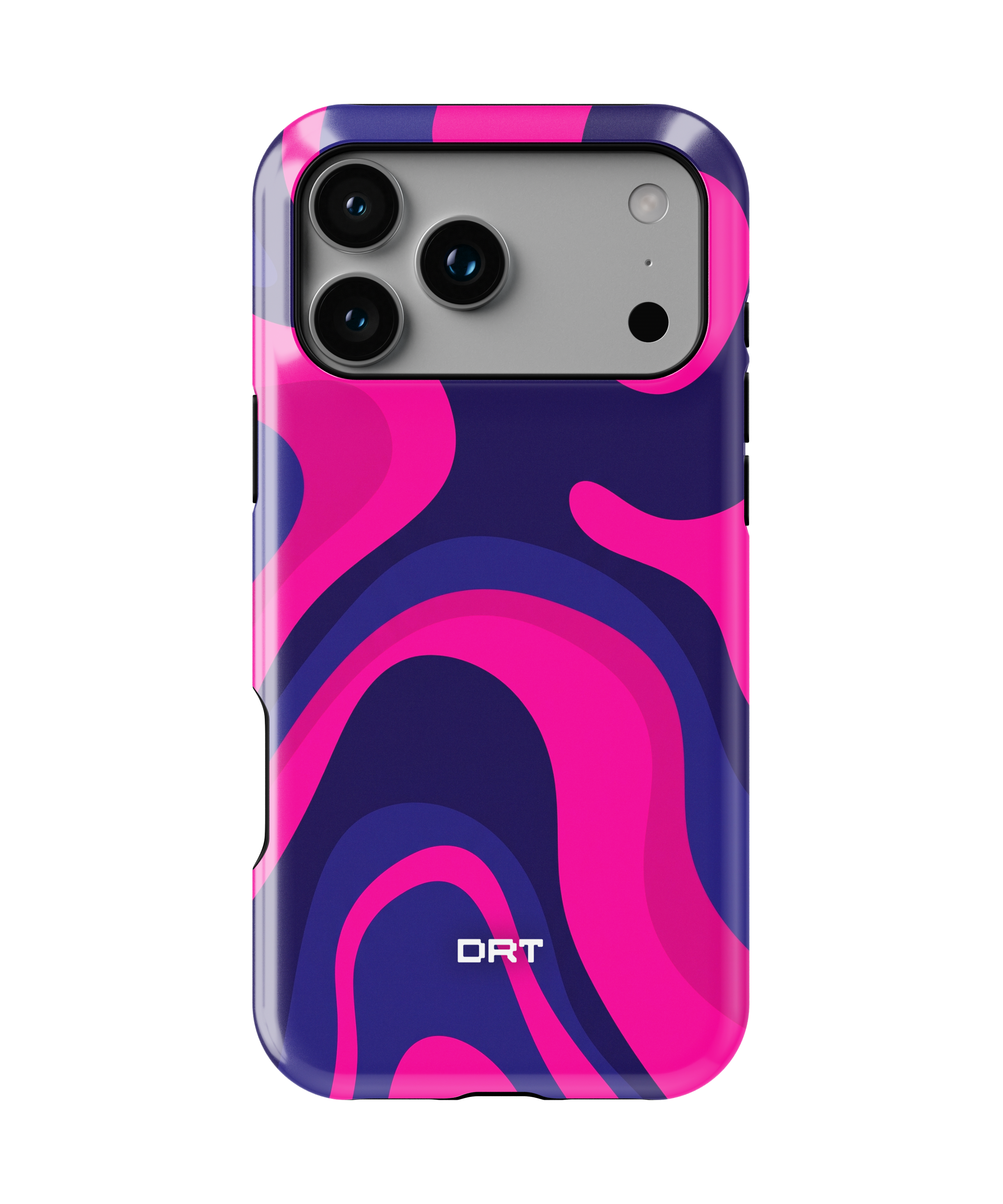 Magnetic Impact-Resistant Case — Neon Pink & Navy Swirl Phone Cover