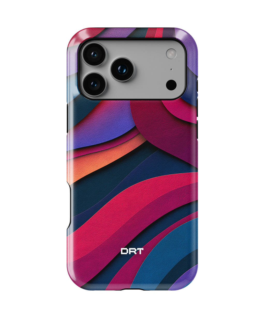 Magnetic Impact-Resistant Phone Case — Abstract Red & Navy Wave Design
