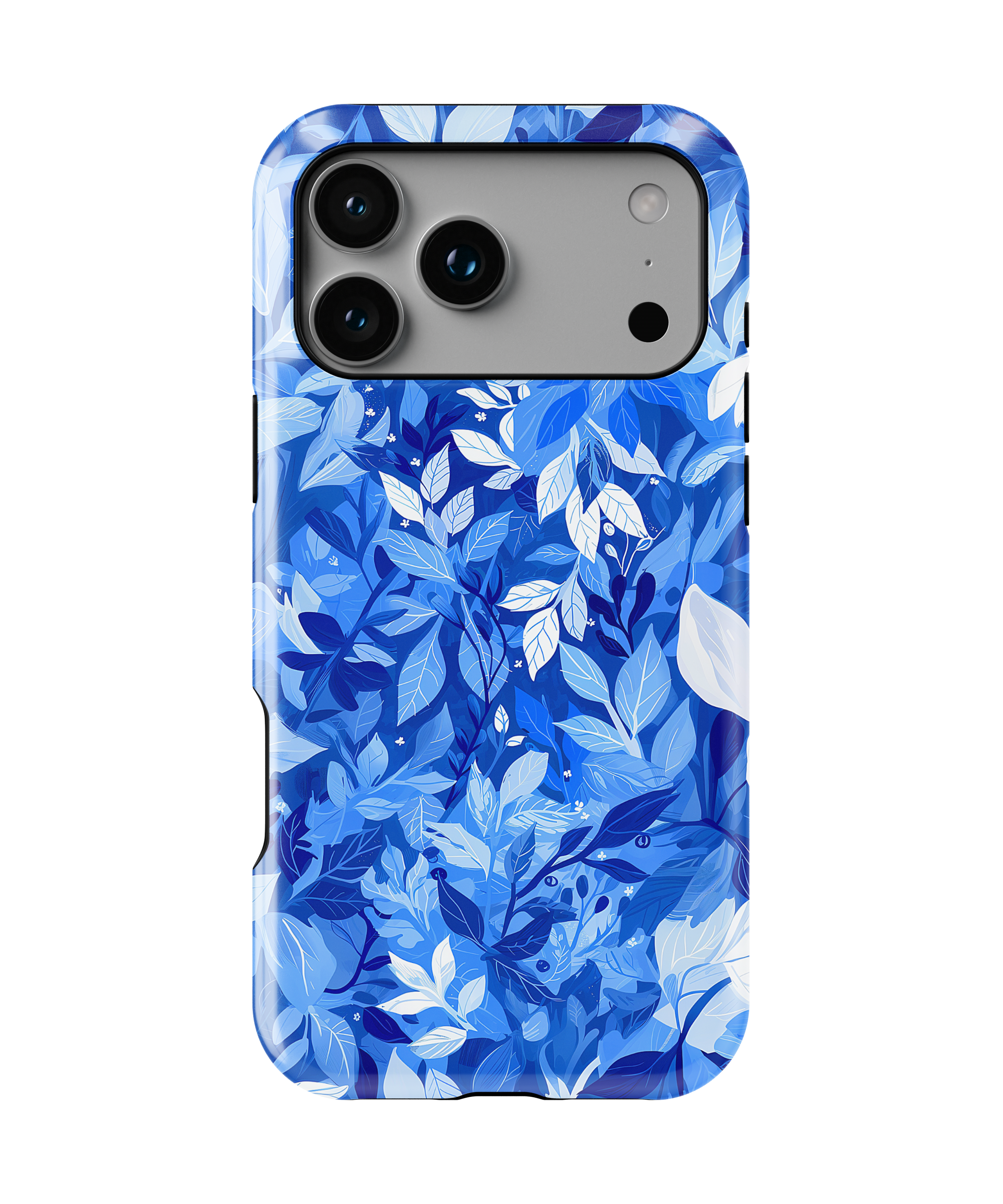 Blue Leaf Pattern Magnetic Impact-Resistant Phone Case