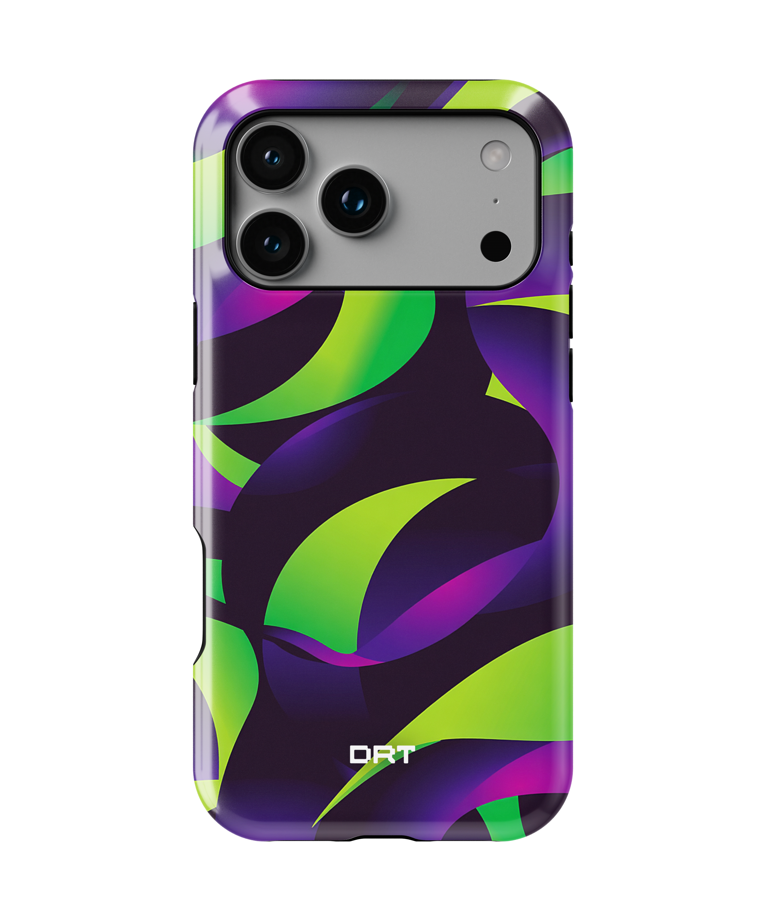 Magnetic Impact-Resistant Phone Case — Neon Green & Purple Abstract Design