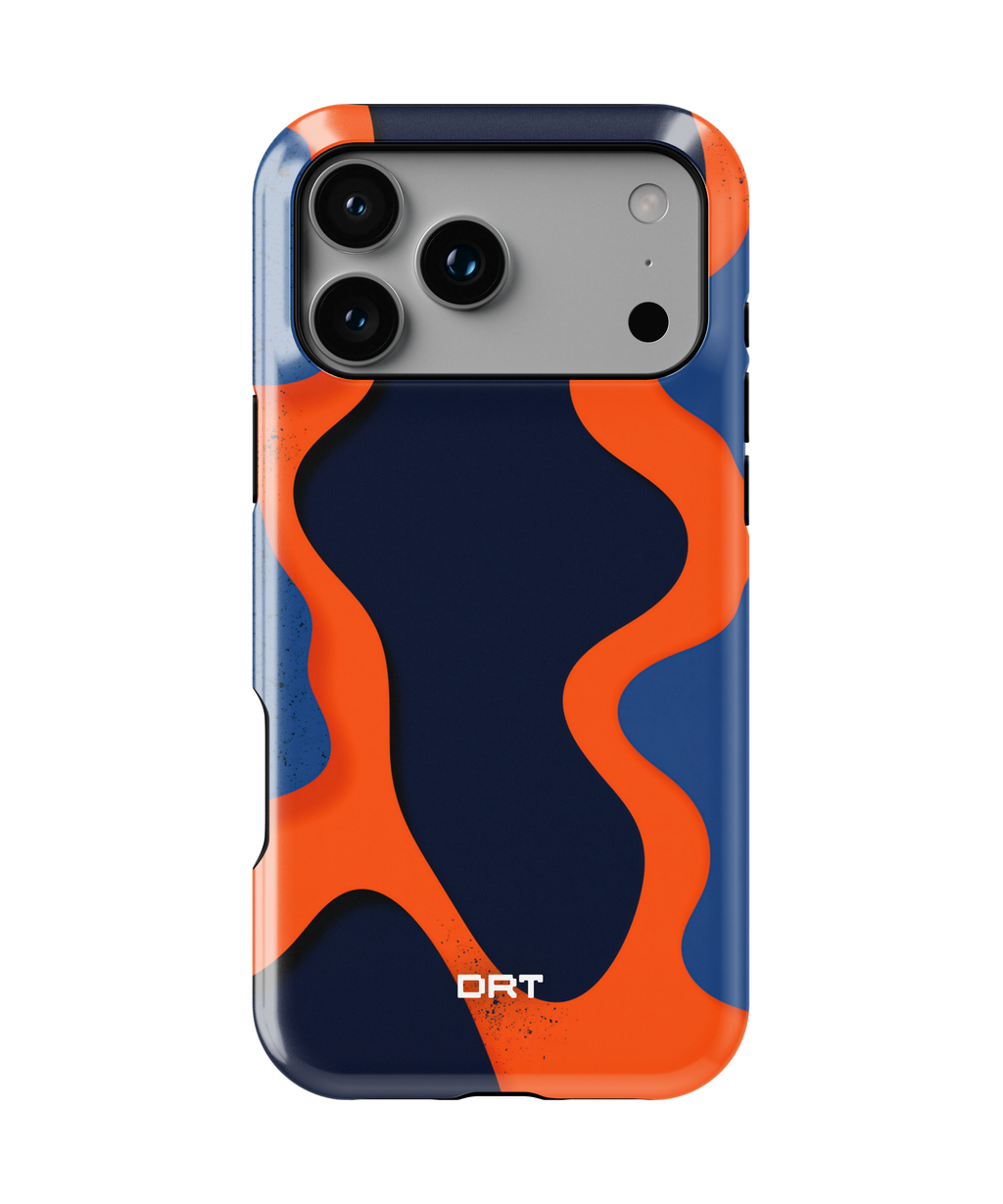 Magnetic Impact-Resistant Phone Case — Abstract Navy & Orange Wave Design