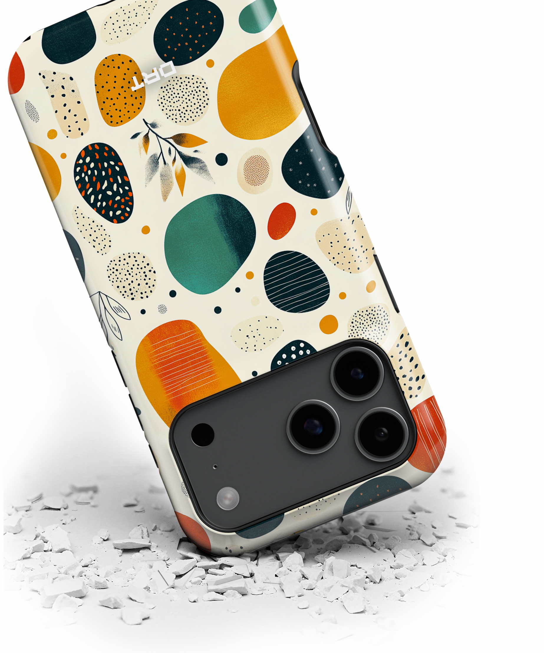 Magnetic Phone Case — Retro Abstract Pebble Design (Impact‑Resistant)