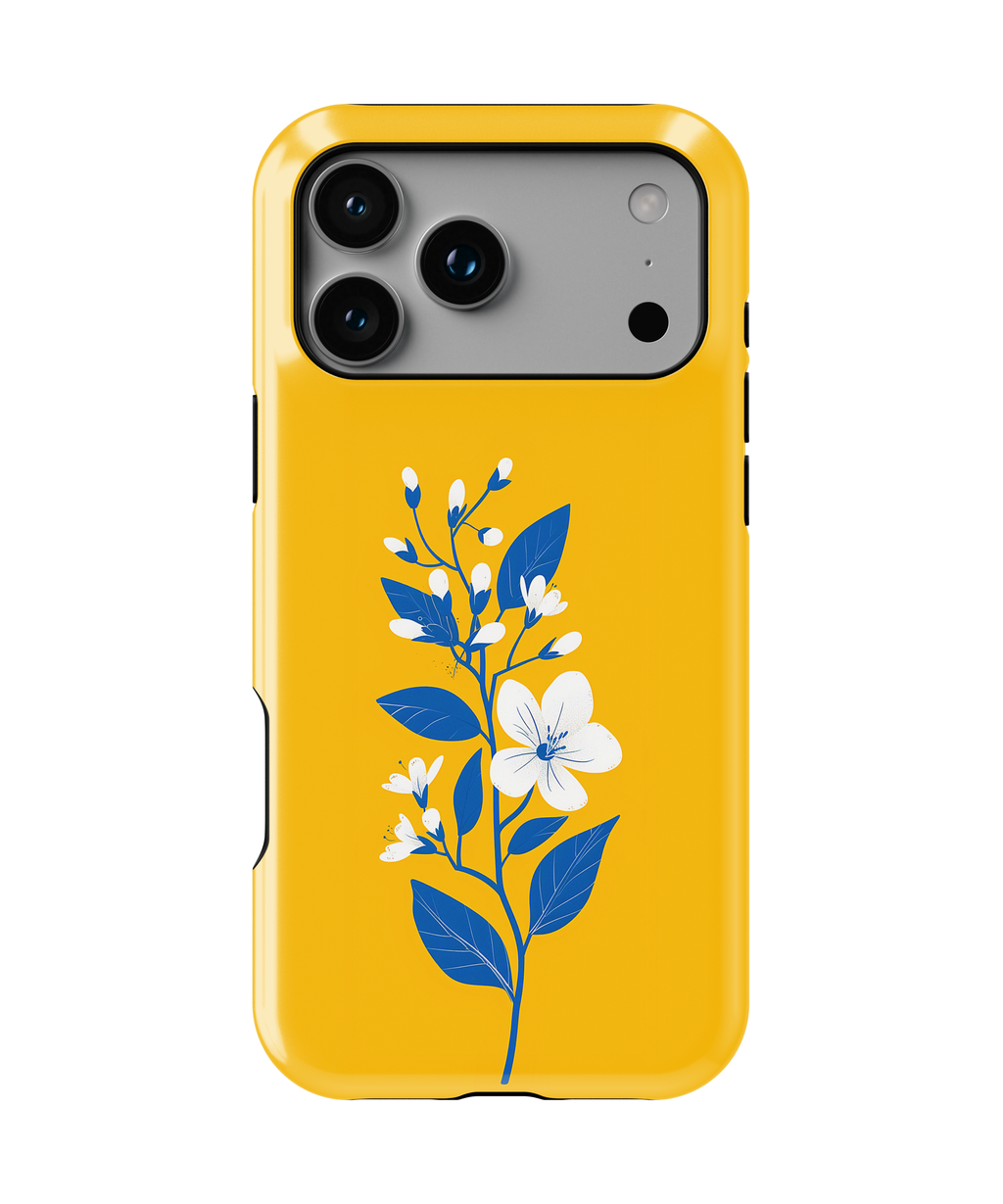 Yellow Floral Magnetic Impact Phone Case — Blue Blossom Protective Cover