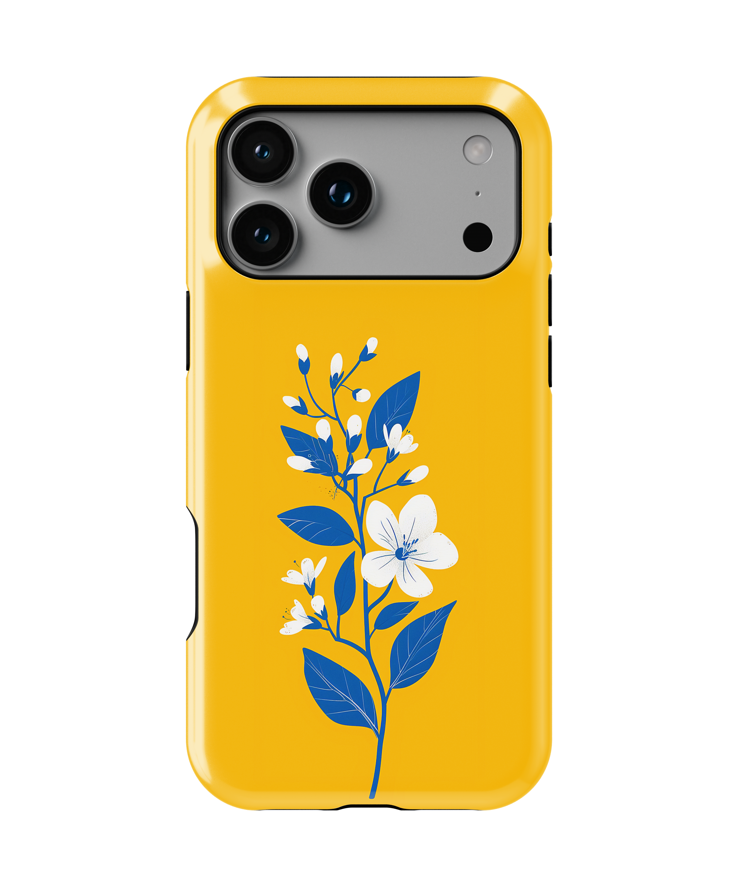 Yellow Floral Magnetic Impact Phone Case — Blue Blossom Protective Cover
