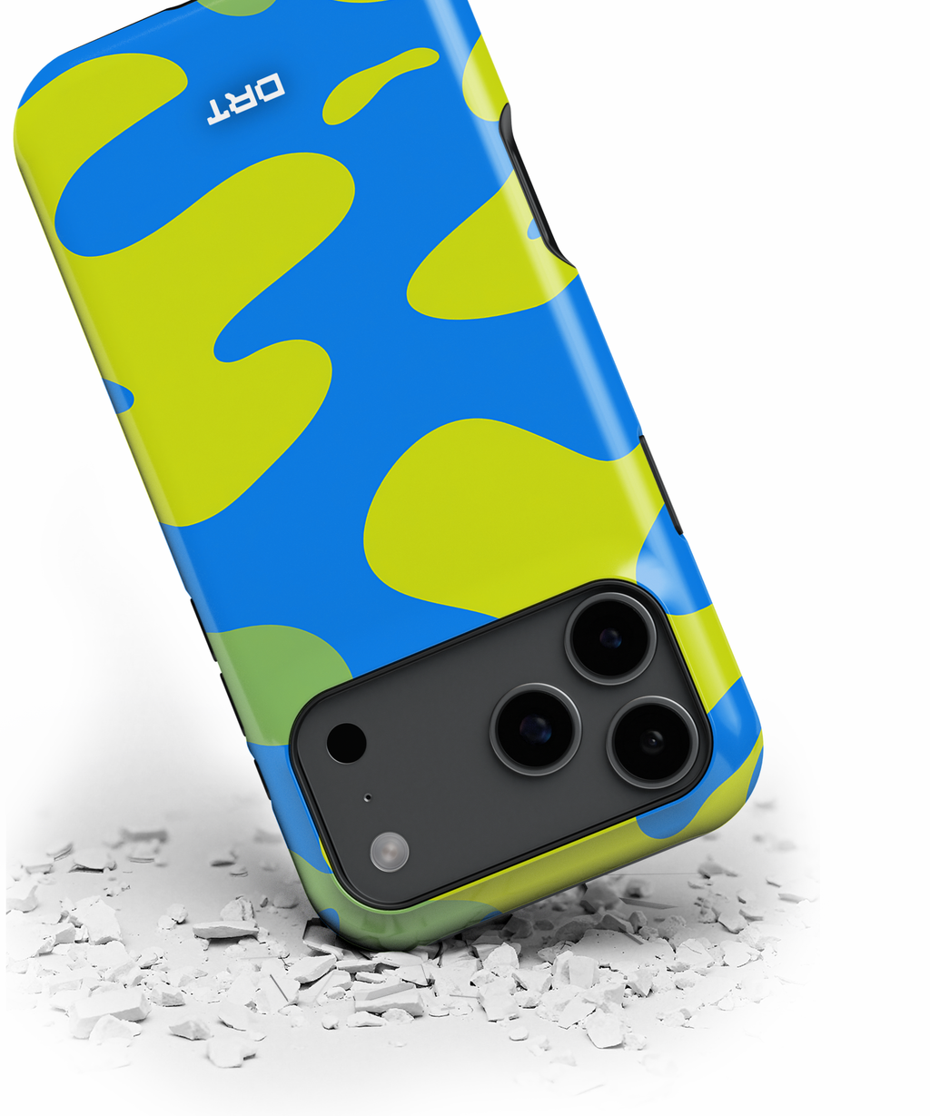 Magnetic Impact-Resistant Case — Blue & Lime Camouflage Phone Cover