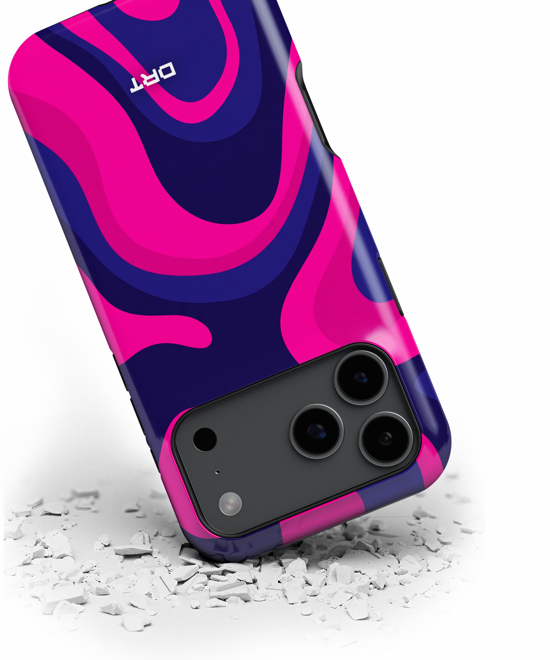 Magnetic Impact-Resistant Case — Neon Pink & Navy Swirl Phone Cover