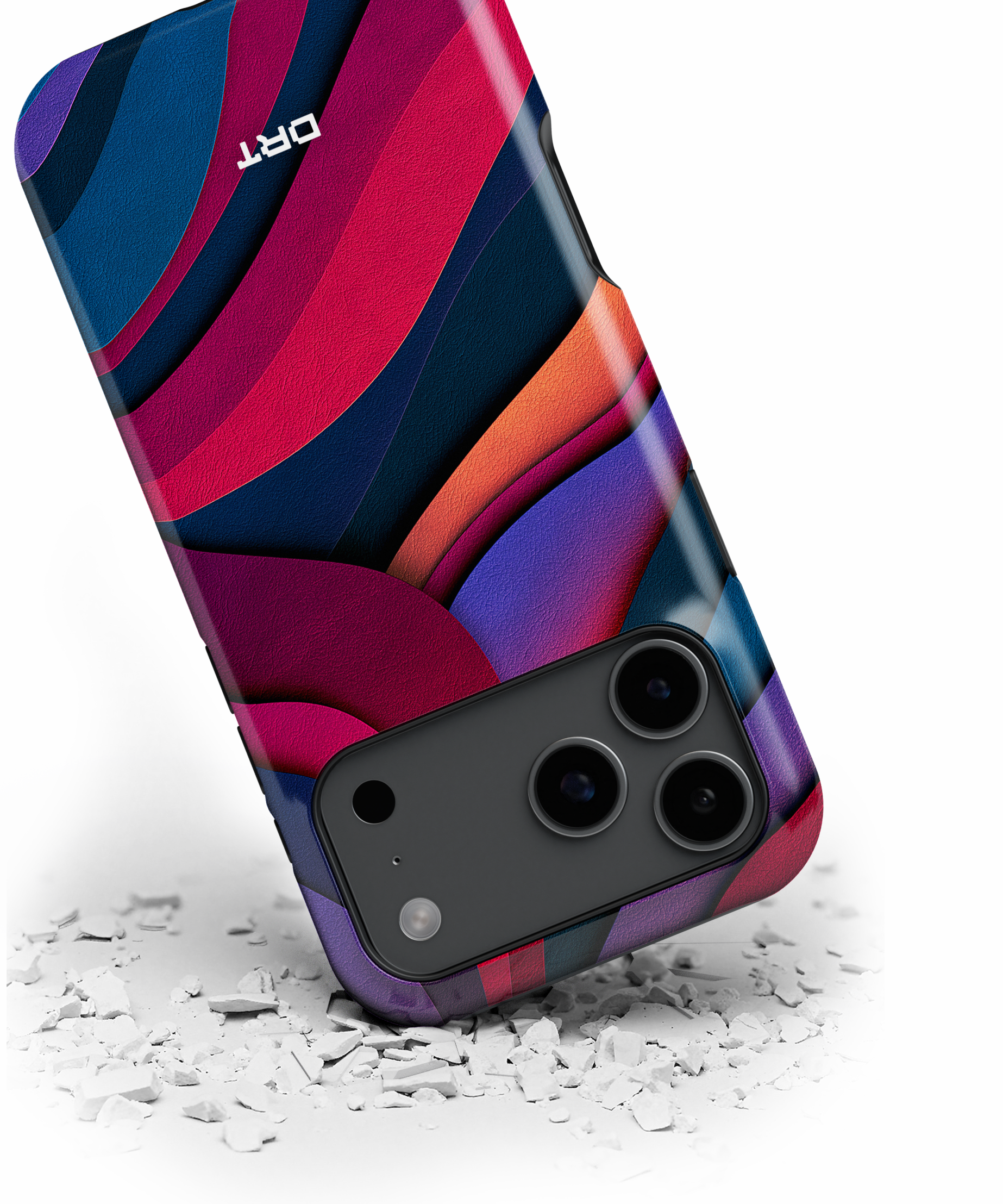 Magnetic Impact-Resistant Phone Case — Abstract Red & Navy Wave Design