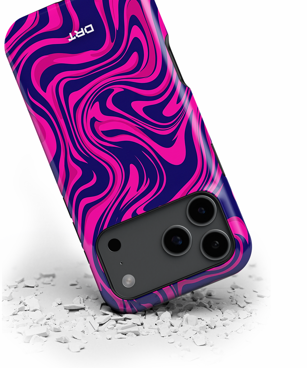 Magnetic Impact-Resistant Phone Case — Neon Pink & Purple Swirl