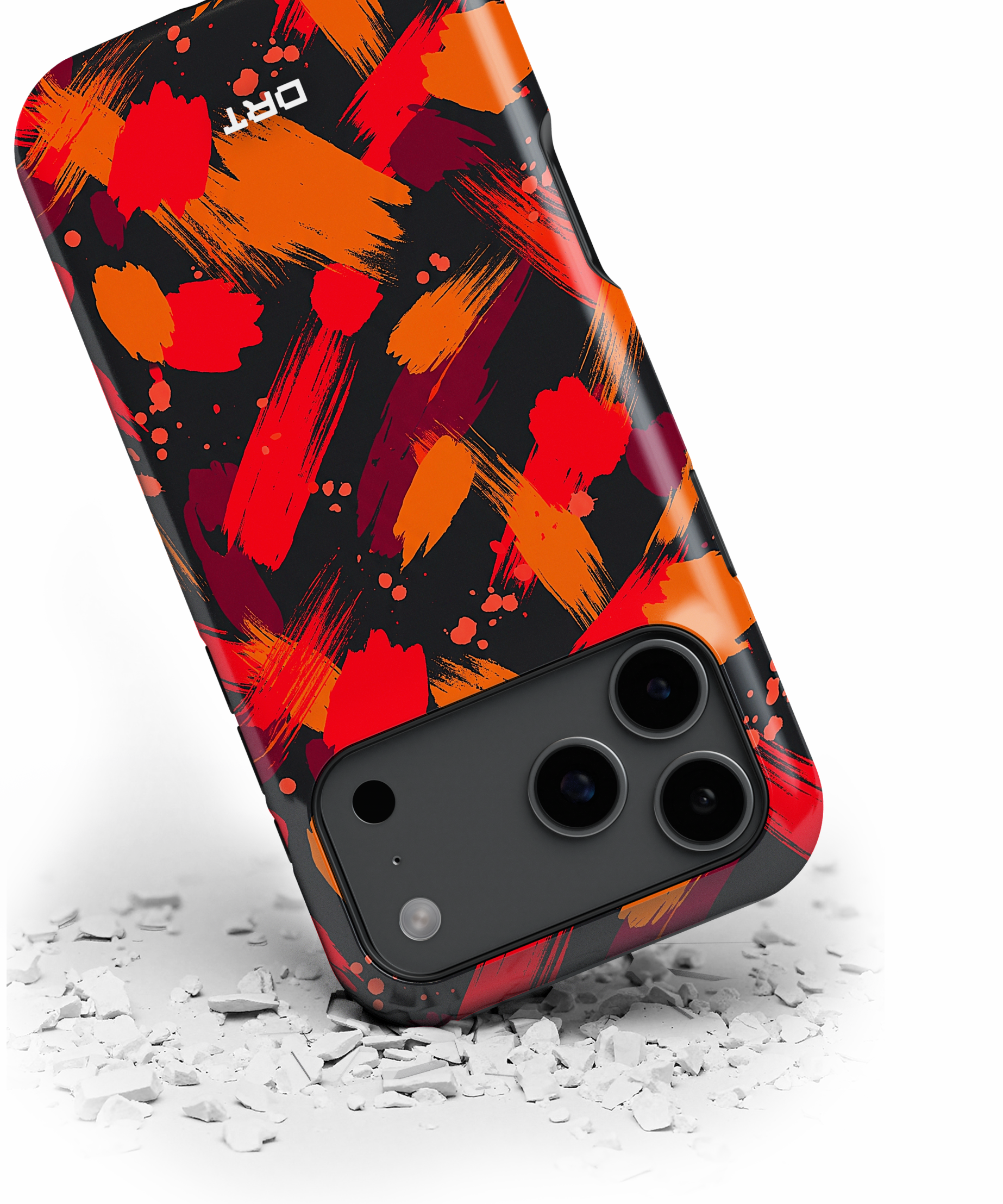 Magnetic Impact-Resistant Case — Bold Red & Orange Brushstroke Phone Cover