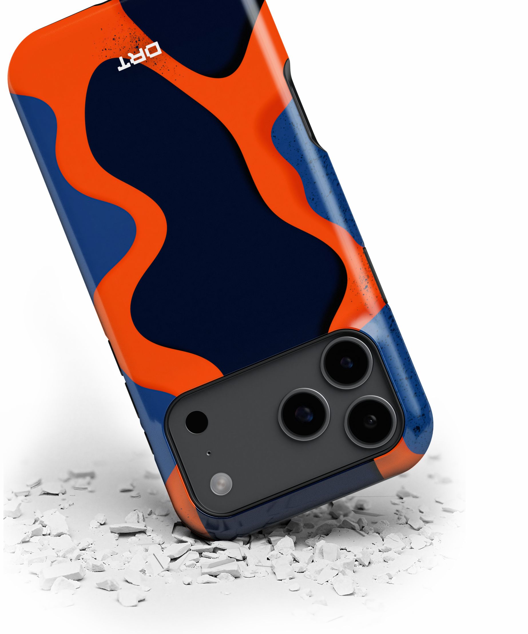 Magnetic Impact-Resistant Phone Case — Abstract Navy & Orange Wave Design