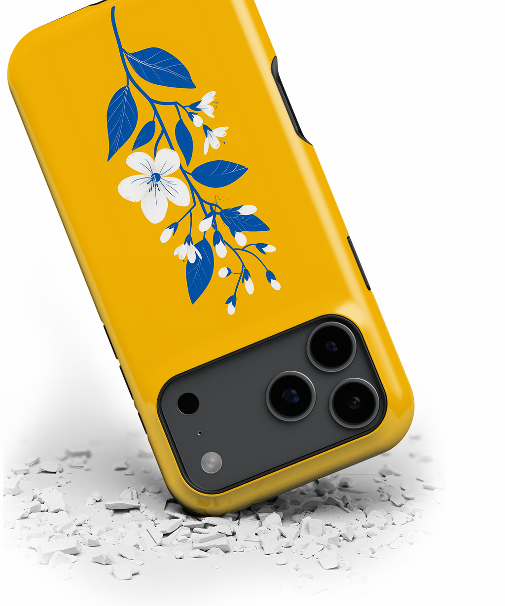 Yellow Floral Magnetic Impact Phone Case — Blue Blossom Protective Cover