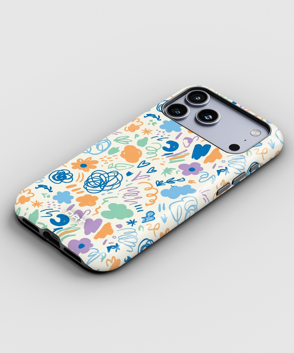 Floral Doodle Magnetic Phone Case — Impact‑Resistant Protective Cover