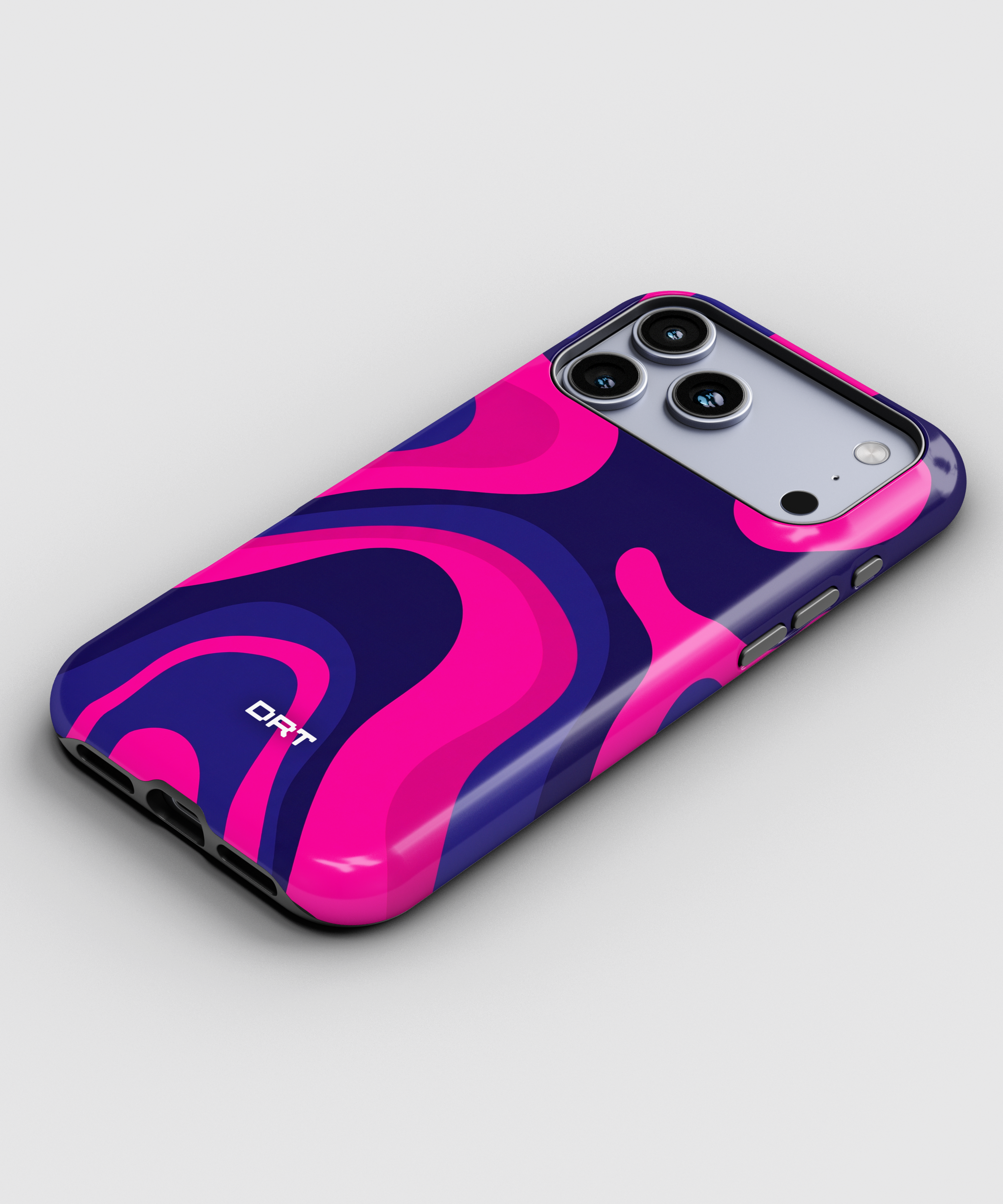 Magnetic Impact-Resistant Case — Neon Pink & Navy Swirl Phone Cover