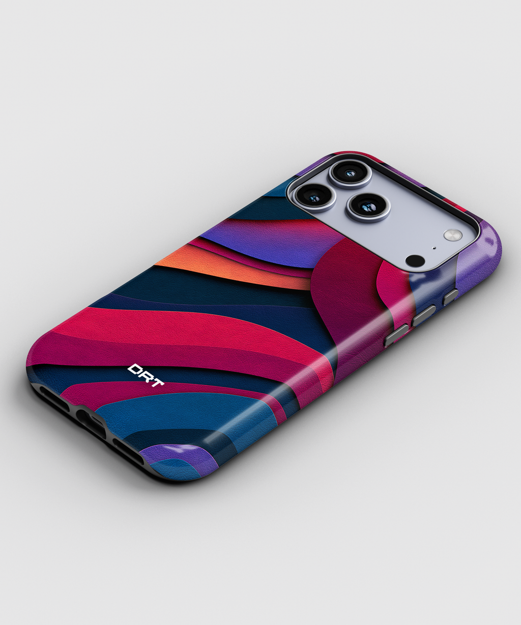 Magnetic Impact-Resistant Phone Case — Abstract Red & Navy Wave Design