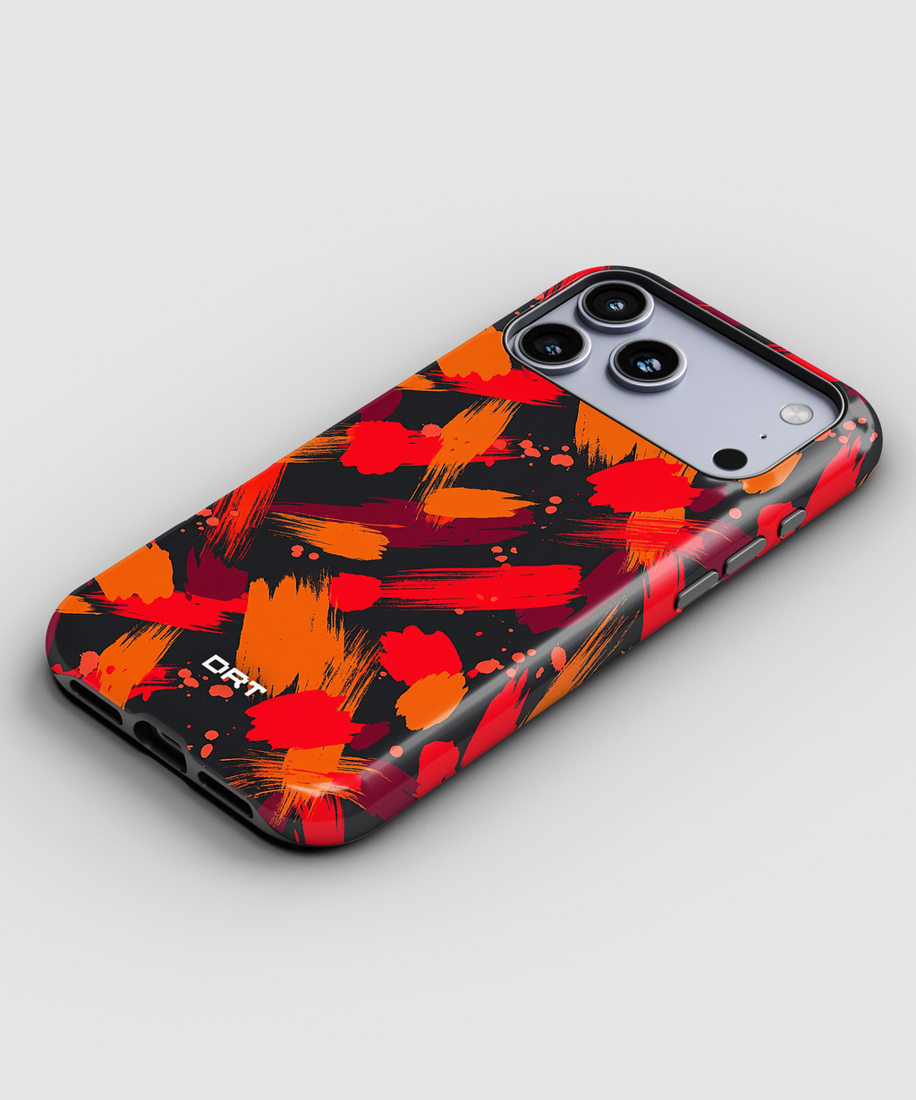 Magnetic Impact-Resistant Case — Bold Red & Orange Brushstroke Phone Cover