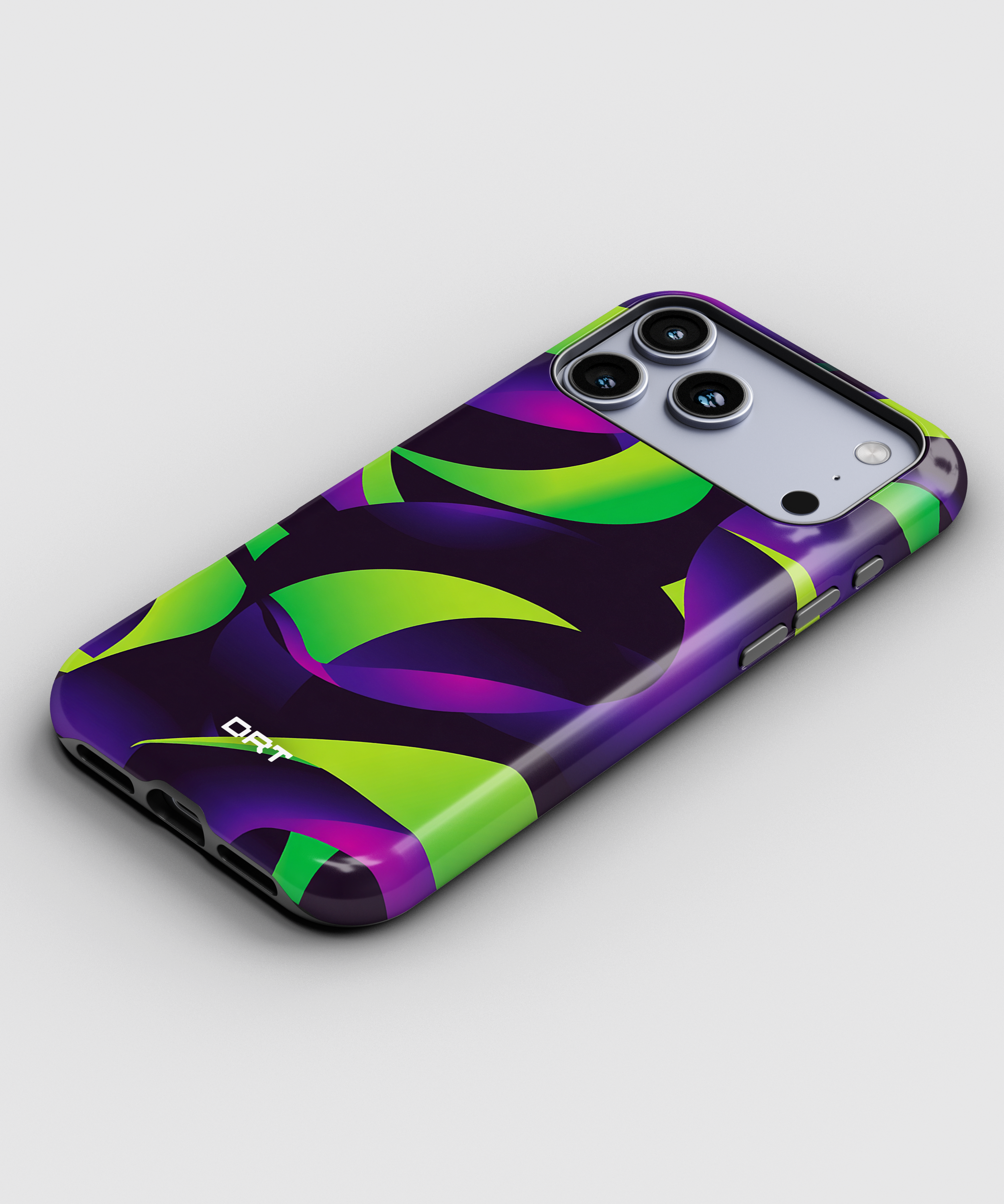 Magnetic Impact-Resistant Phone Case — Neon Green & Purple Abstract Design