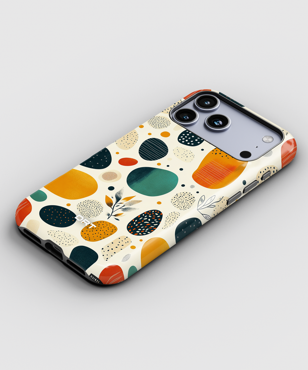Magnetic Phone Case — Retro Abstract Pebble Design (Impact‑Resistant)