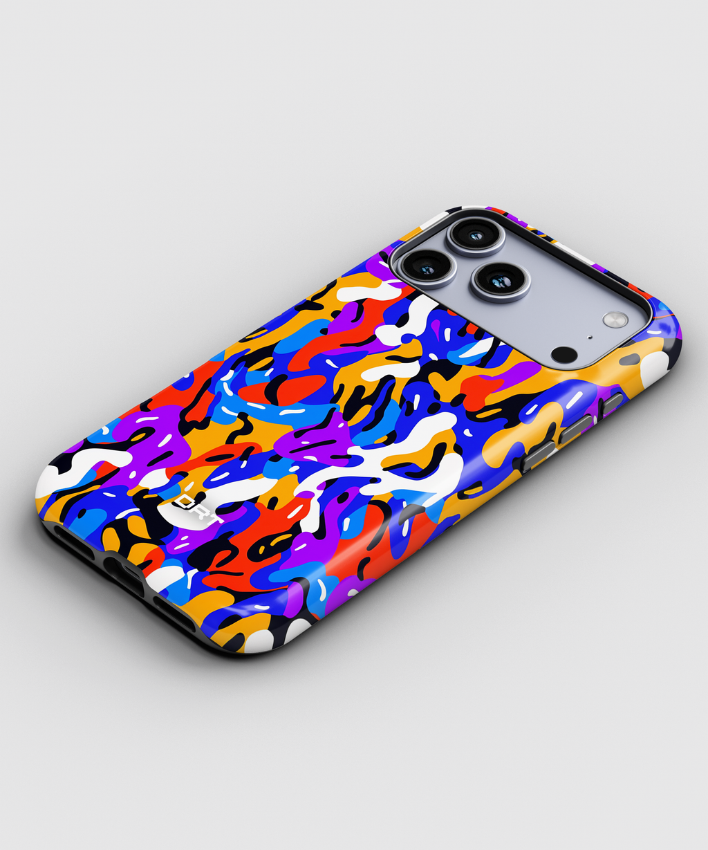 Impact-Resistant Magnetic Phone Case — Colorful Abstract Camo Design