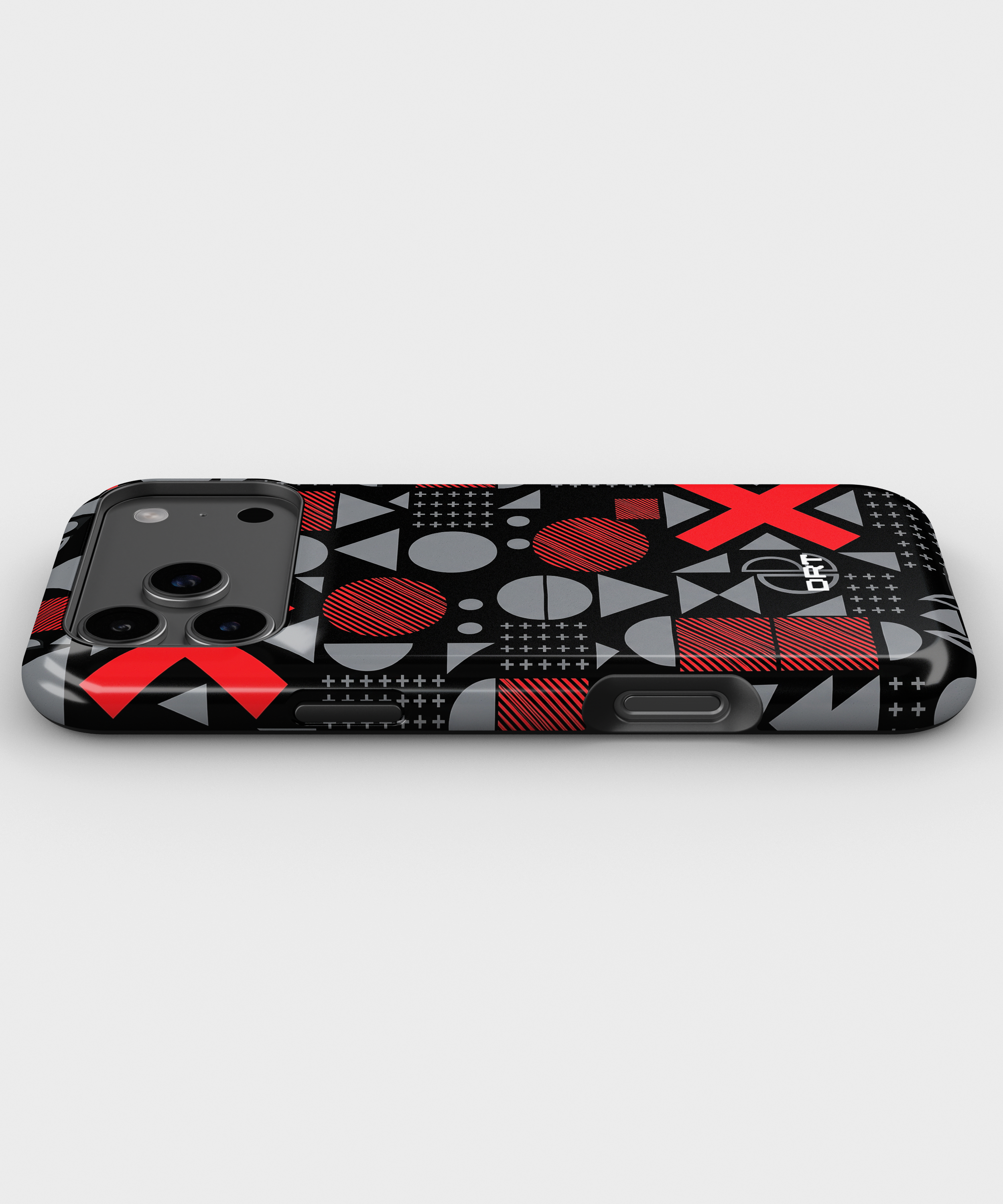Magnetic Impact-Resistant Phone Case — Geometric Red & Gray Pattern