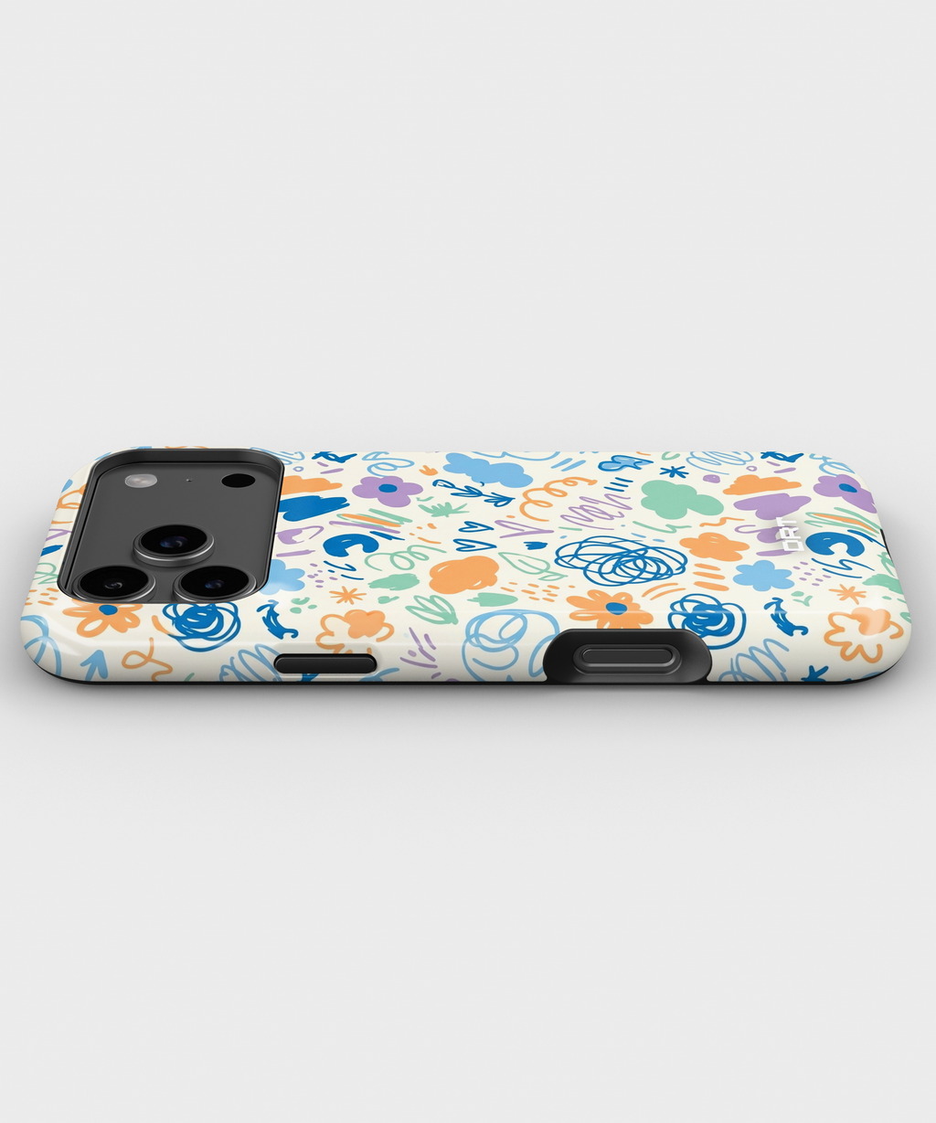 Floral Doodle Magnetic Phone Case — Impact‑Resistant Protective Cover