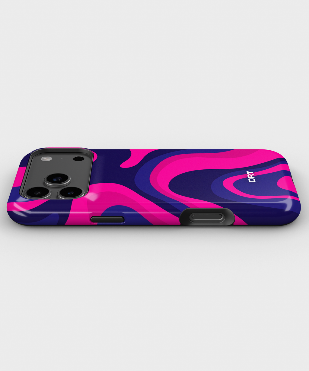 Magnetic Impact-Resistant Case — Neon Pink & Navy Swirl Phone Cover