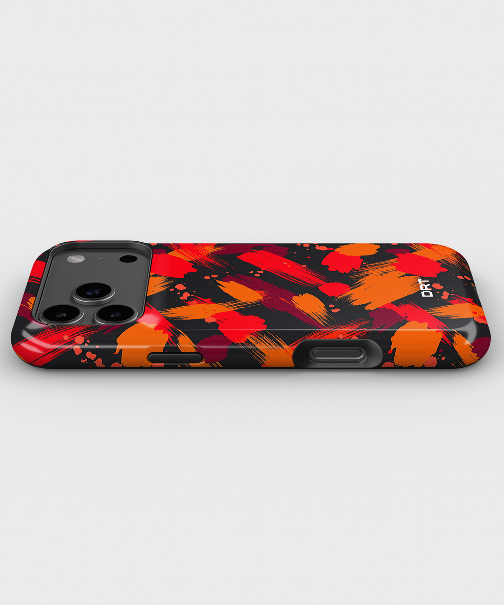 Magnetic Impact-Resistant Case — Bold Red & Orange Brushstroke Phone Cover