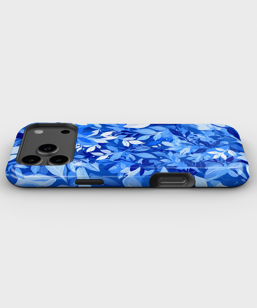 Blue Leaf Pattern Magnetic Impact-Resistant Phone Case