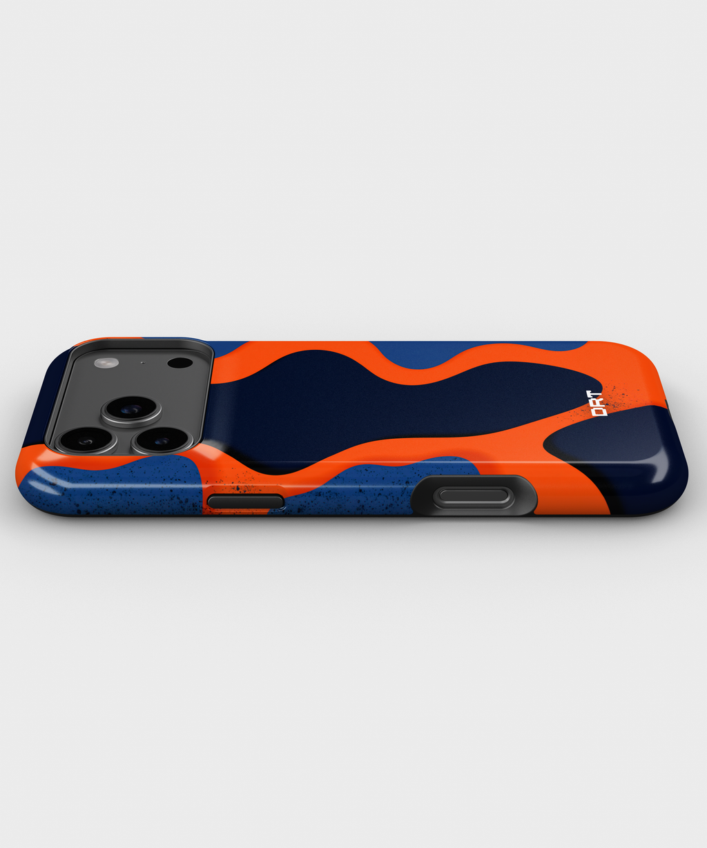 Magnetic Impact-Resistant Phone Case — Abstract Navy & Orange Wave Design