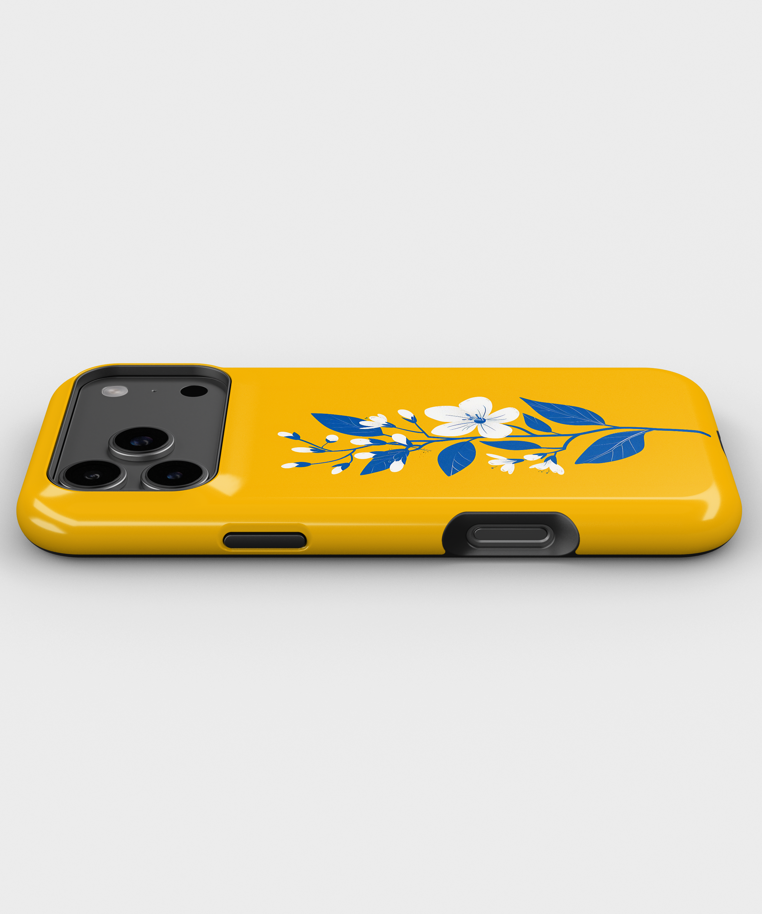 Yellow Floral Magnetic Impact Phone Case — Blue Blossom Protective Cover