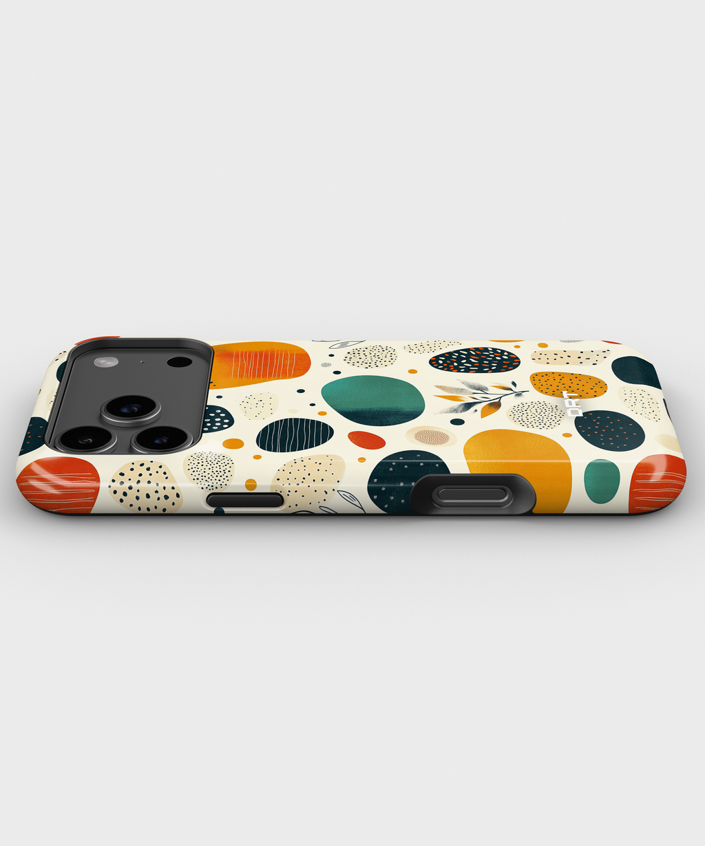 Magnetic Phone Case — Retro Abstract Pebble Design (Impact‑Resistant)
