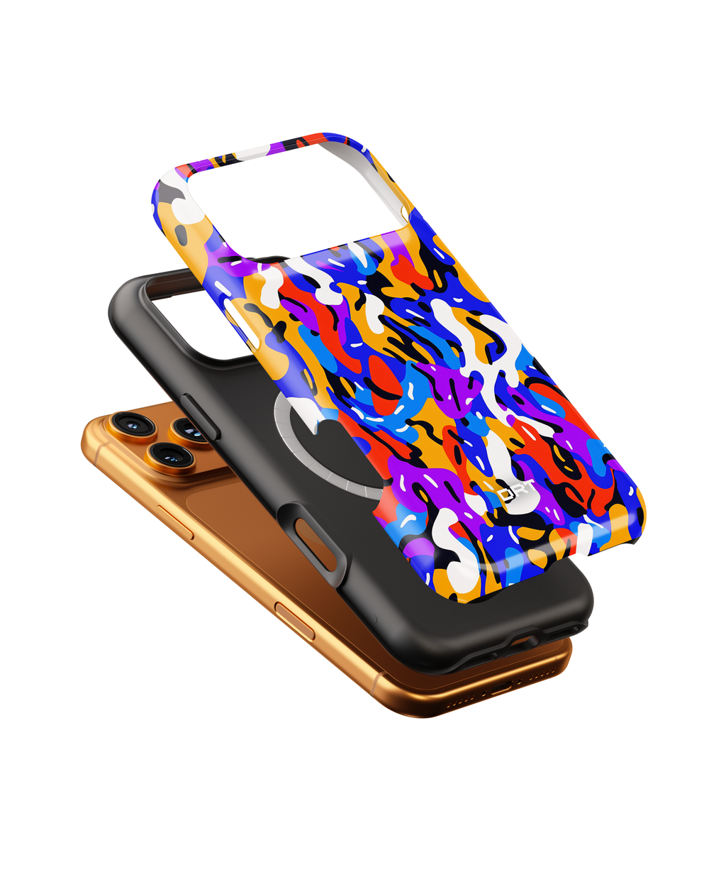 Impact-Resistant Magnetic Phone Case — Colorful Abstract Camo Design