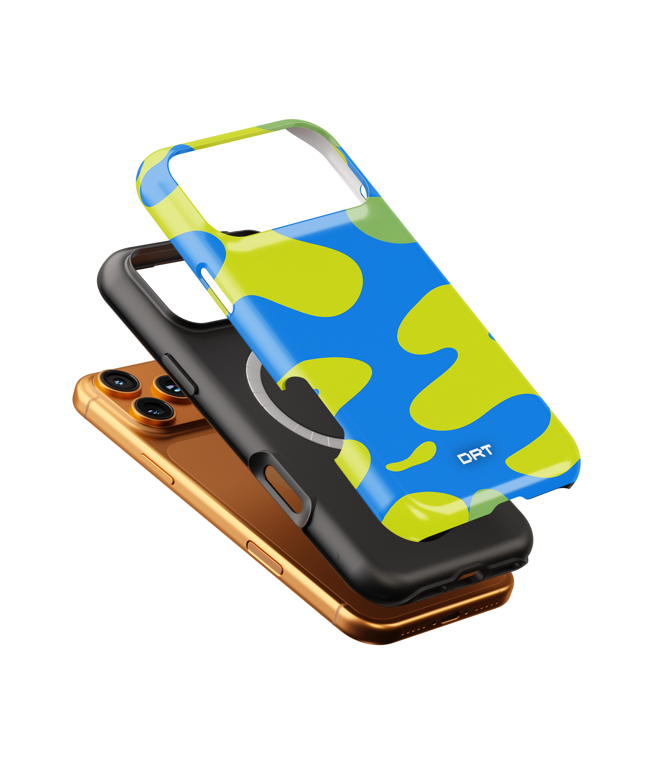Magnetic Impact-Resistant Case — Blue & Lime Camouflage Phone Cover