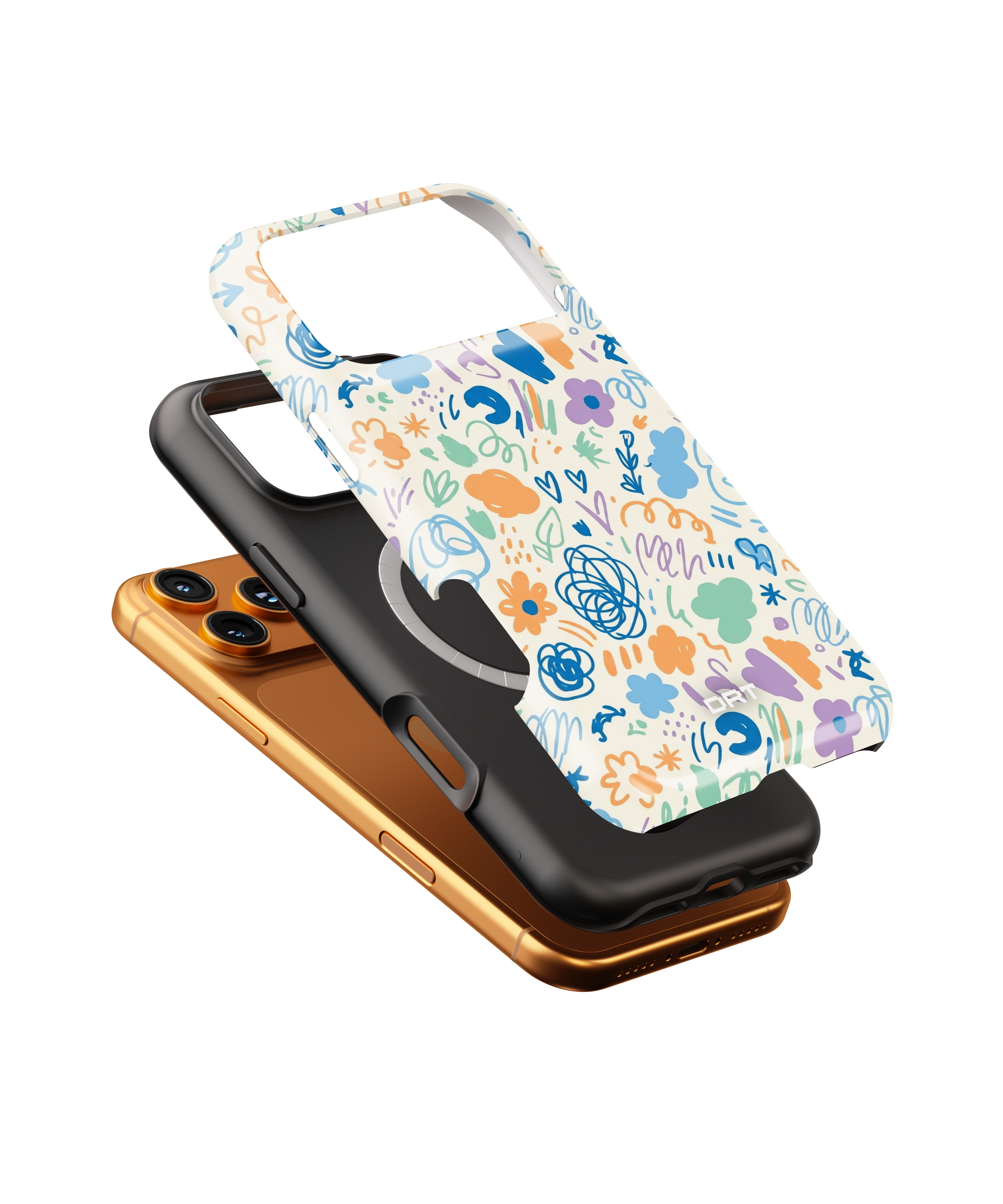 Floral Doodle Magnetic Phone Case — Impact‑Resistant Protective Cover