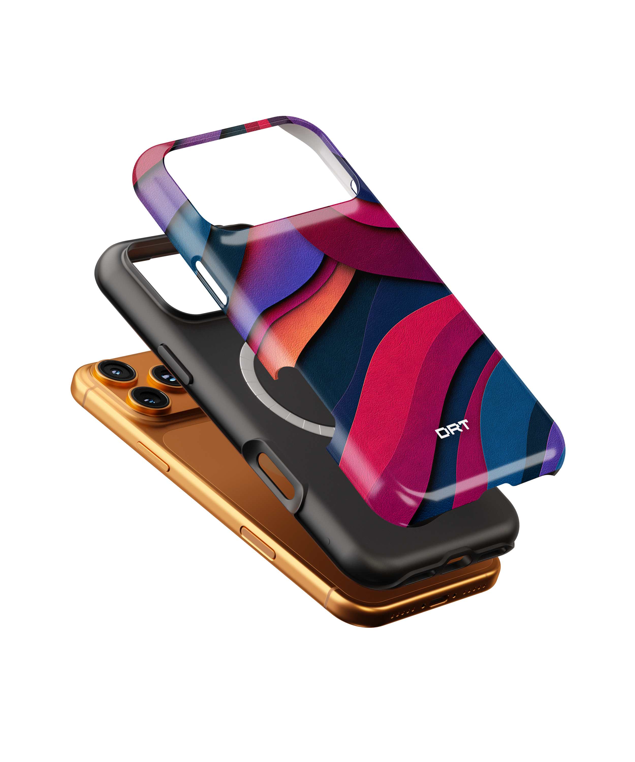Magnetic Impact-Resistant Phone Case — Abstract Red & Navy Wave Design