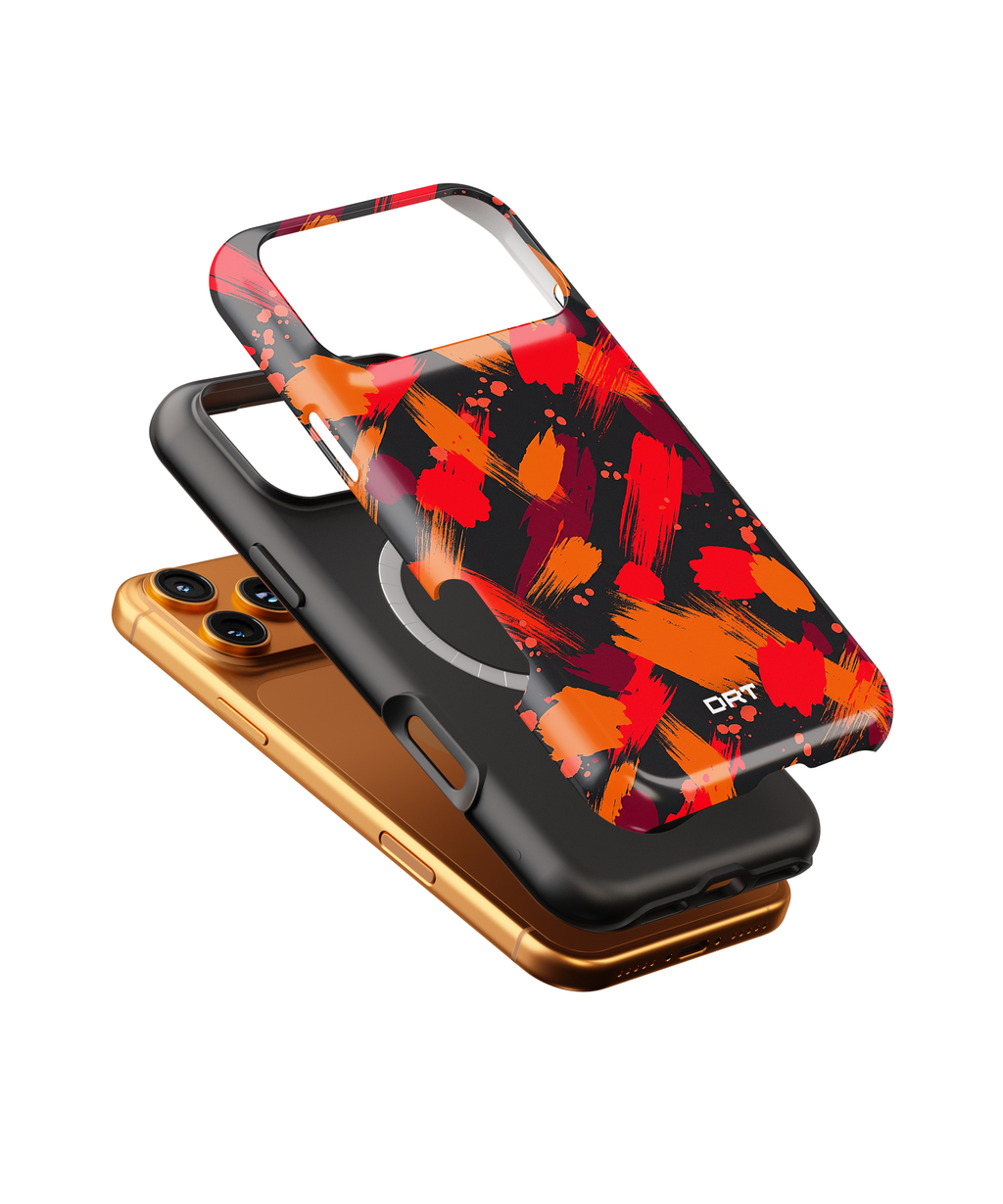 Magnetic Impact-Resistant Case — Bold Red & Orange Brushstroke Phone Cover