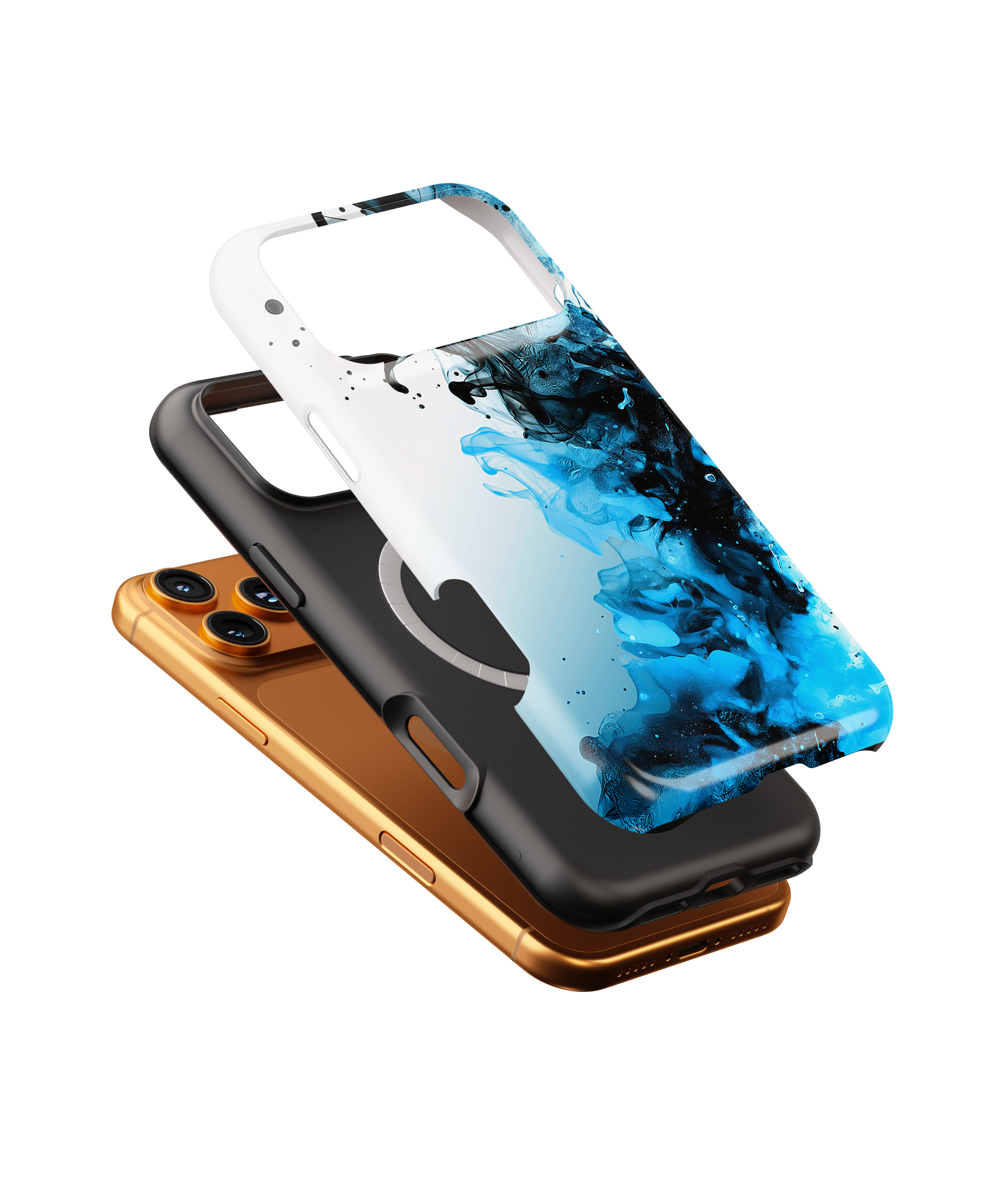 Blue Ink Swirl Magnetic Impact-Resistant Phone Case