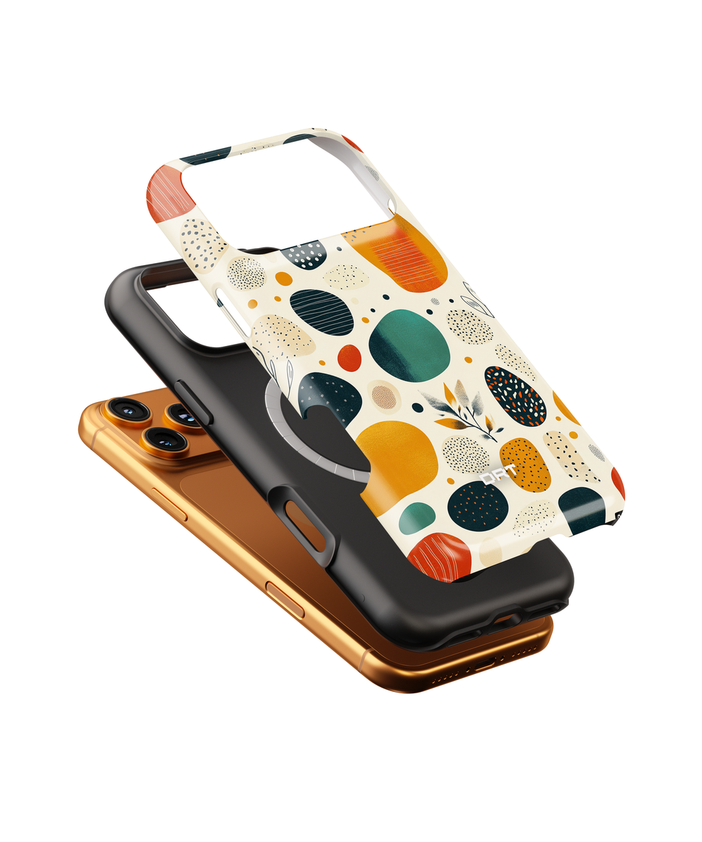 Magnetic Phone Case — Retro Abstract Pebble Design (Impact‑Resistant)