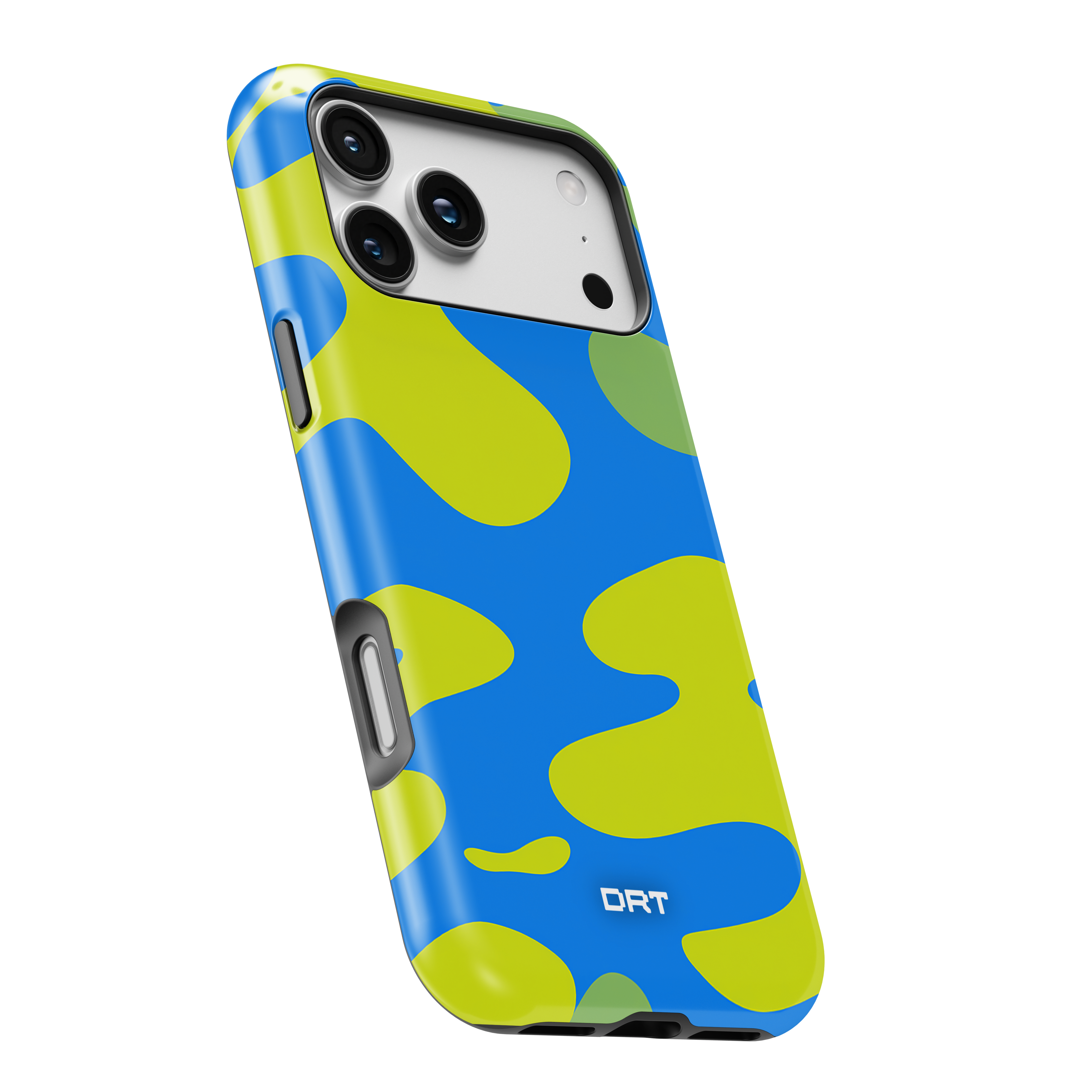 Magnetic Impact-Resistant Case — Blue & Lime Camouflage Phone Cover